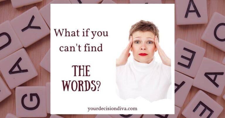 worried woman and the headline "what if you're can't find the words?"
